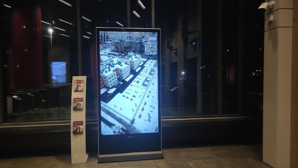 Офис строительной компании ЗАО "СК "ТЕМП", г. Санкт-Петербург, ул. Львовская 27 - установка рекламного экрана